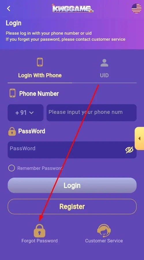 Click the Forgot password button